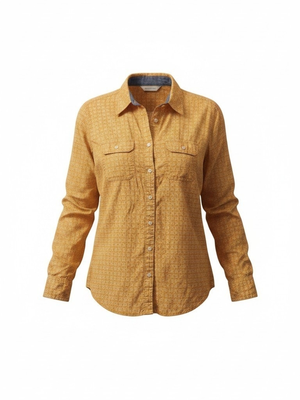 St. John's Bay Yellow Floral Button-Up Shirt with Chambray Trim